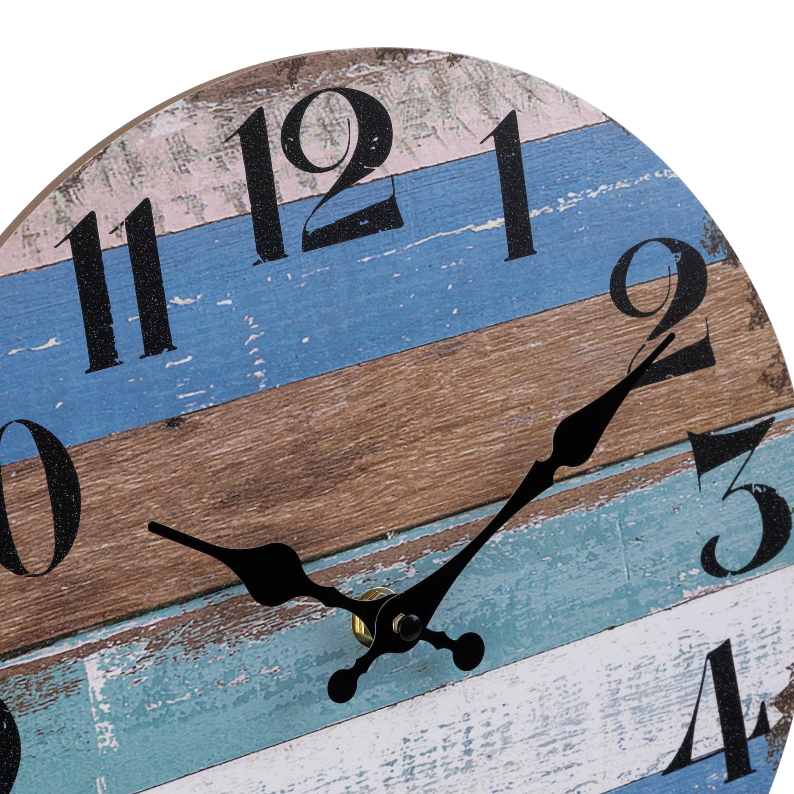 Wall Clock 10 Inch Countryside Wall Clock Rustic Wooden Wall Clocks Retro Vintage Style Silent Non Ticking Battery Operated Decorative for Living Room,Kitchen,Bedroom,Office,Bar(Blue)