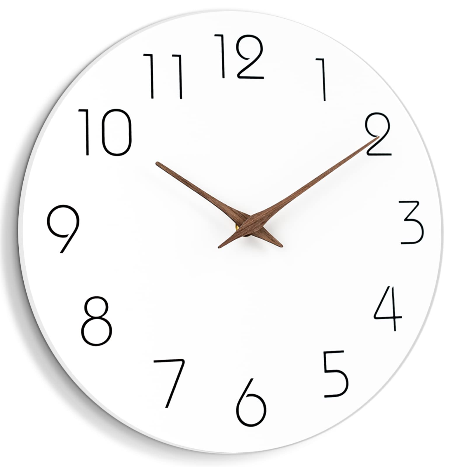 Mosewa Wall Clock 8 Inch White Silent Non Ticking Wall Clocks Battery Operated - Simple Minimalist Wooden Clock Decorative for Kitchen,Home,Bedroom,Living Room, Office